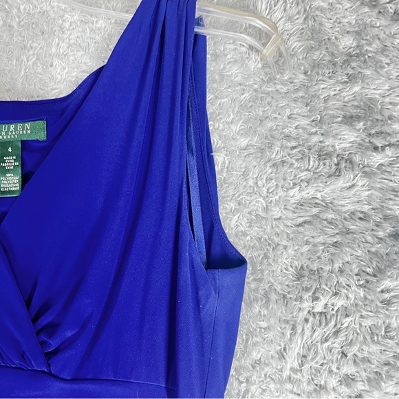 Ralph Lauren Blue Cowl Neck Sheath Midi Dress - Picture 7 of 8